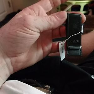 Coach Black metal and leather money clip